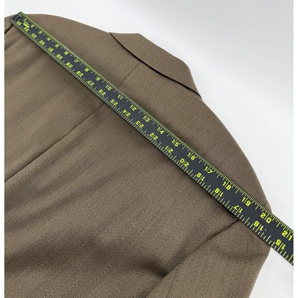 Zanetti Loro Piana Made In Italy Super 100s Merino Wool Brown Herringbone Blazer